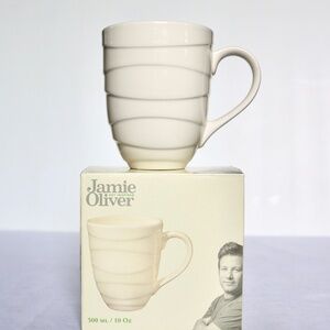 Jamie Oliver Get Inspired Earthenware Waves Coffee Tea Mug Ivory 300 ml 10 oz